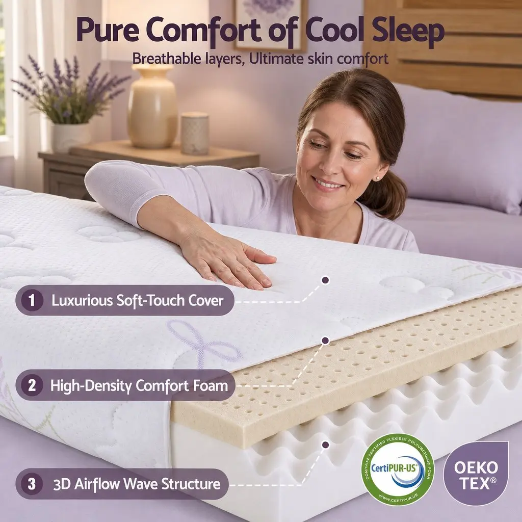 Double Mattress Purple Black 35cm Firm Euro Top Pocket Spring Edge Support