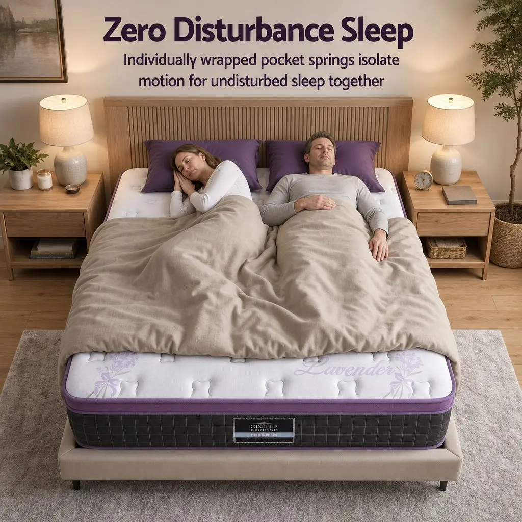 Double Mattress Purple Black 35cm Firm Euro Top Pocket Spring Edge Support