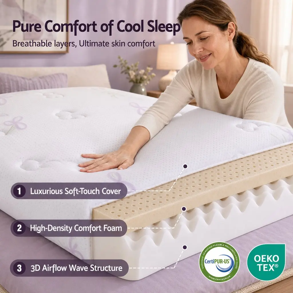 Single Mattress Purple Black 90cm x 190cm Euro Top Firm Pocket Spring 35cm Thick Edge Support