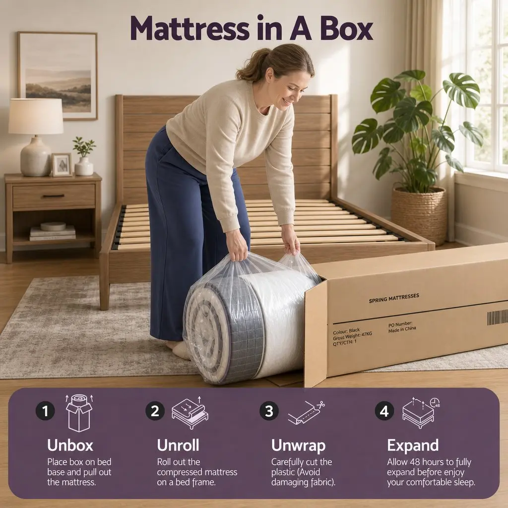 Single Mattress Purple Black 90cm x 190cm Euro Top Firm Pocket Spring 35cm Thick Edge Support