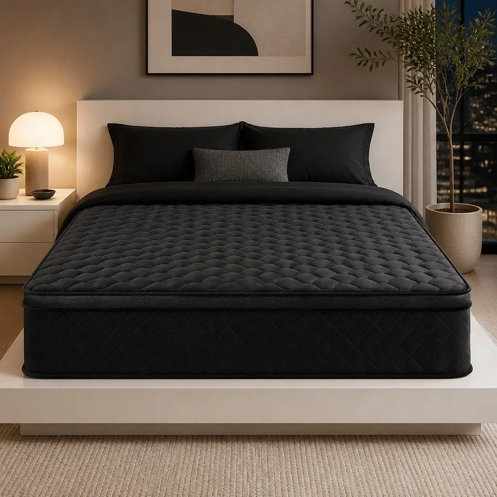 Double Mattress 34cm Euro Top 5-Zone Pocket Spring Support Black Bed