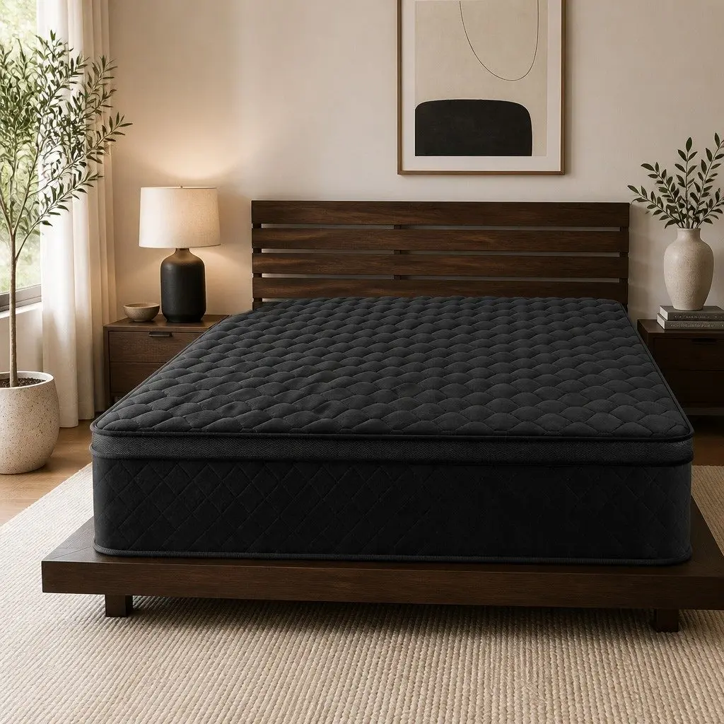 King Size Mattress 34cm Euro Top 5-Zone Pocket Spring Medium Firm Black Bed