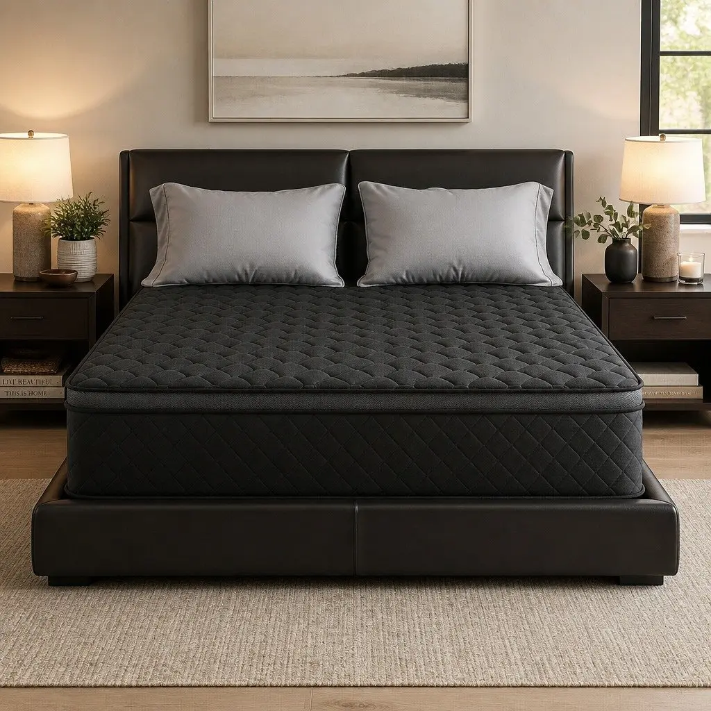 King Size Mattress 34cm Euro Top 5-Zone Pocket Spring Medium Firm Black Bed