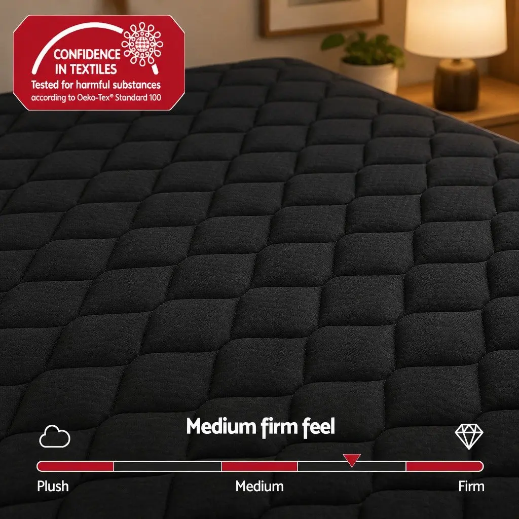 King Size Mattress 34cm Euro Top 5-Zone Pocket Spring Medium Firm Black Bed