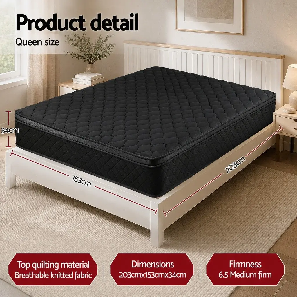 34cm Queen Mattress with 5-Zone Pocket Spring Support