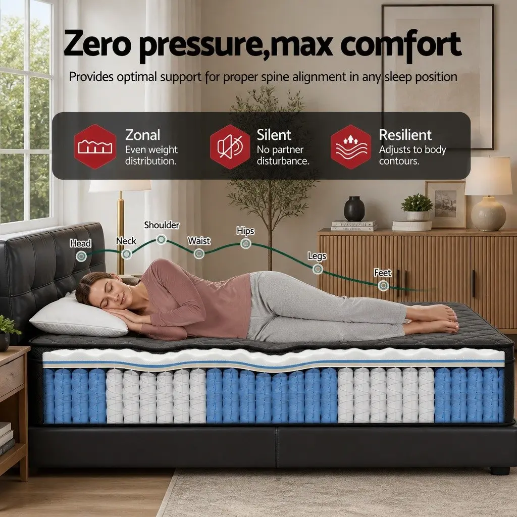 34cm Queen Mattress with 5-Zone Pocket Spring Support
