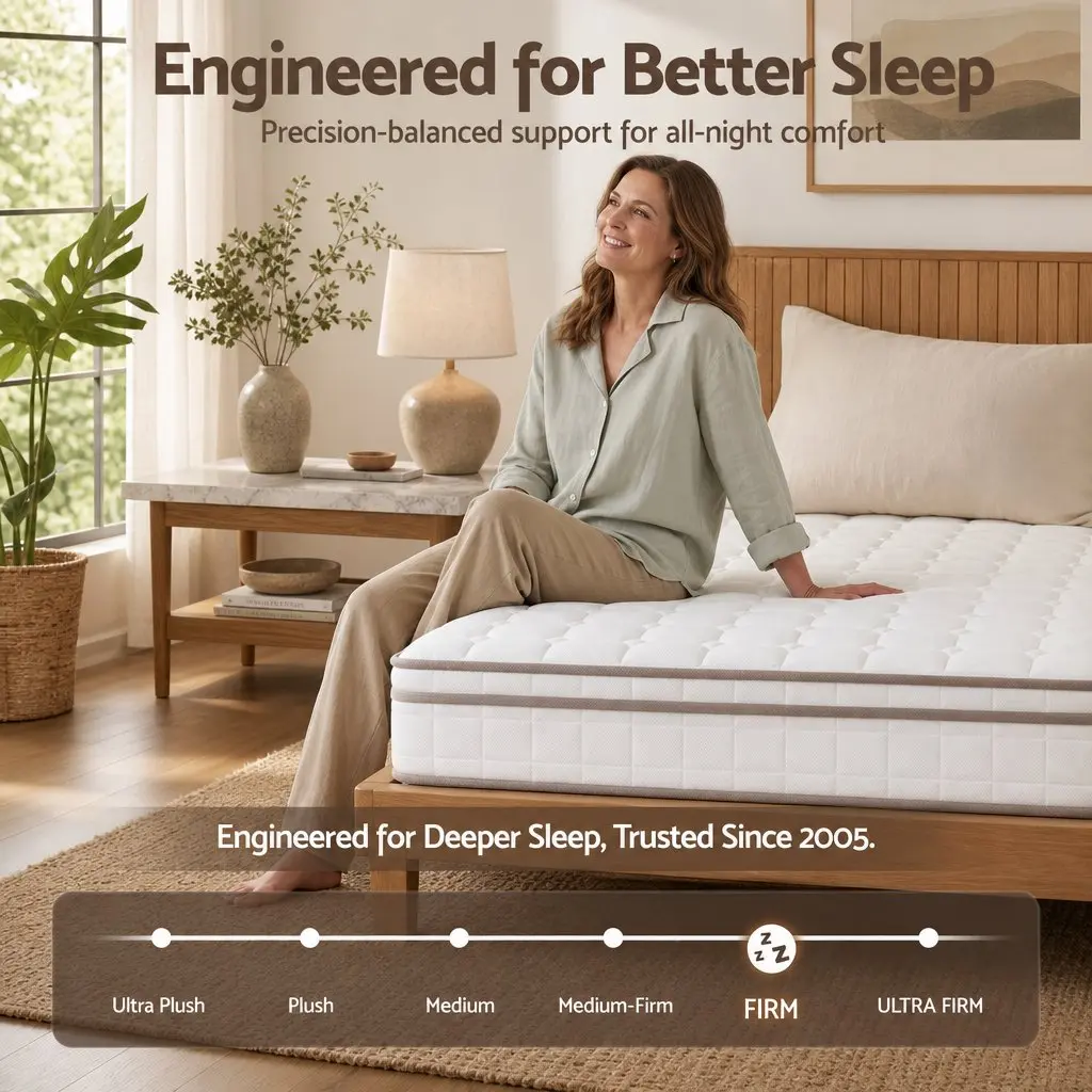 King Single Mattress White 20cm Firm Pocket Spring Support