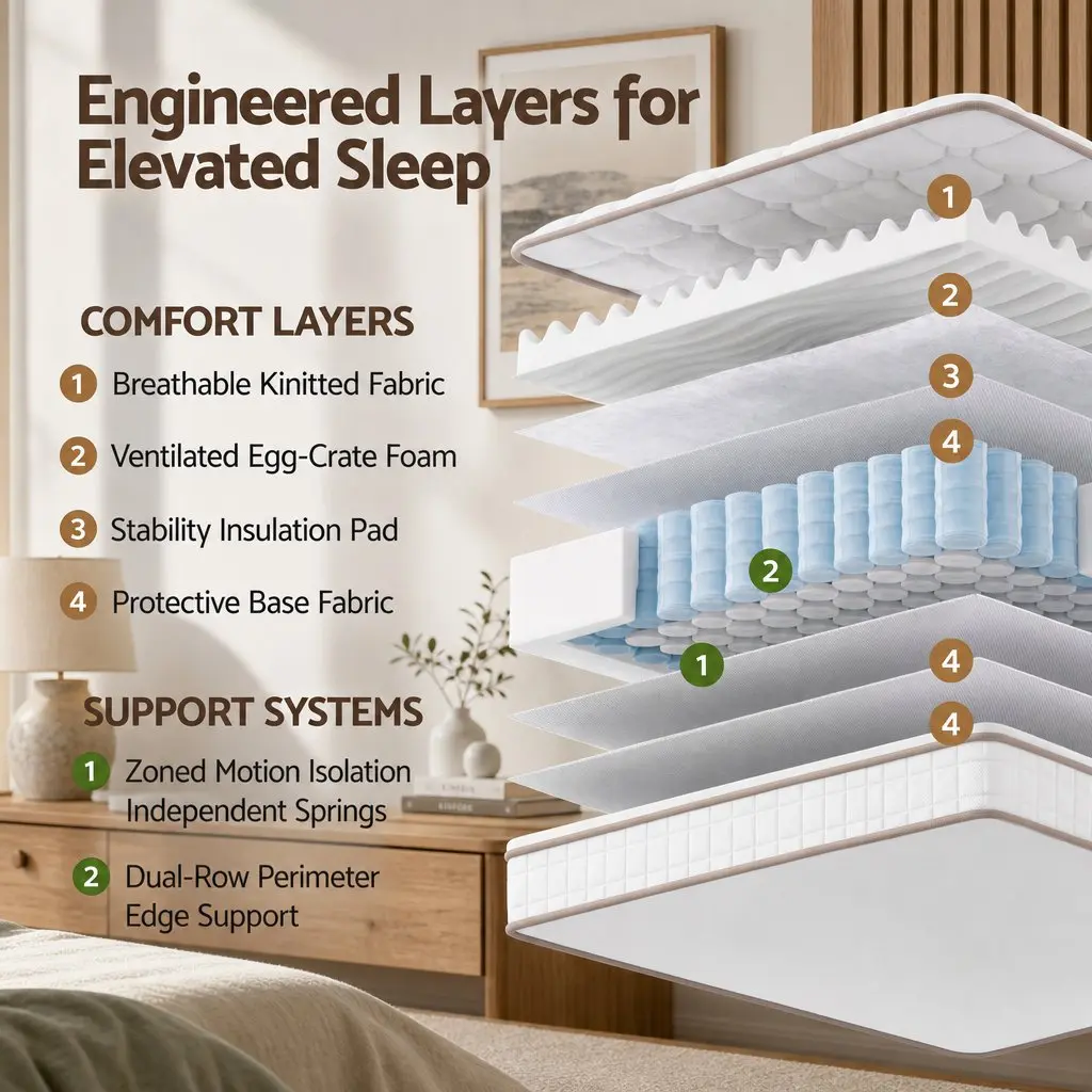 King Single Mattress White 20cm Firm Pocket Spring Support