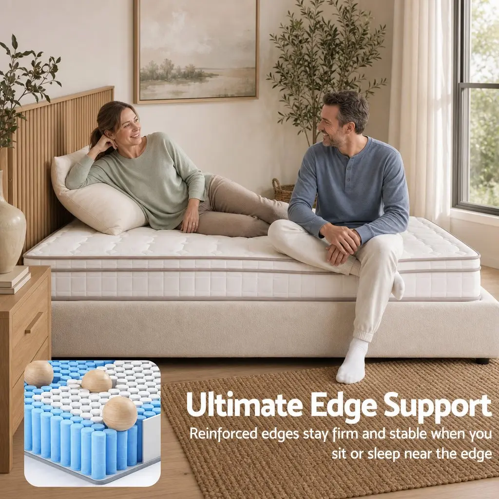 King Single Mattress White 20cm Firm Pocket Spring Support