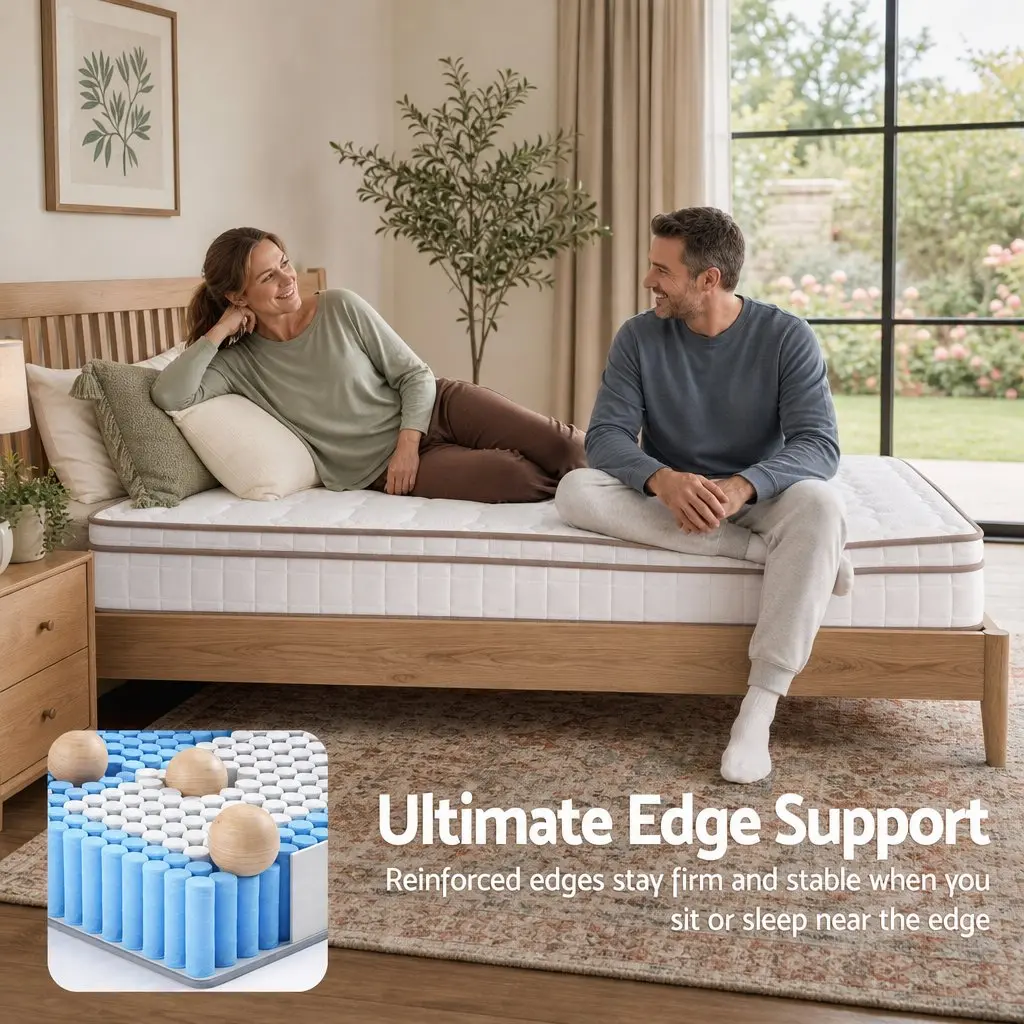 Double Mattress White 20cm Firm Pocket Spring Breathable Support