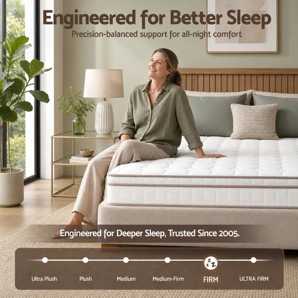 King Size Mattress White 20cm Firm Pocket Spring Independent Support