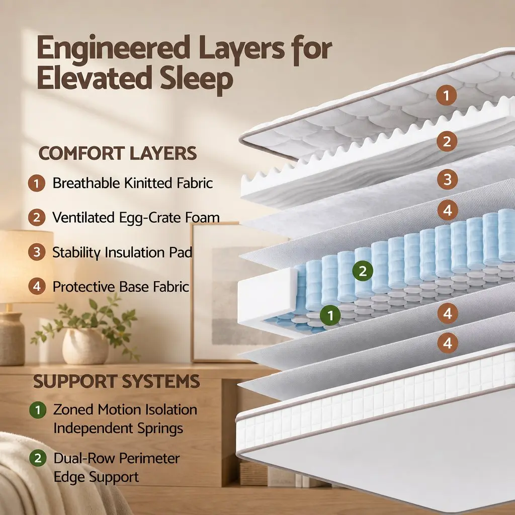 King Size Mattress White 20cm Firm Pocket Spring Independent Support