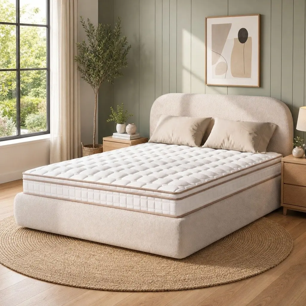 Queen Mattress White 20cm Firm Pocket Spring Breathable Sleep Support