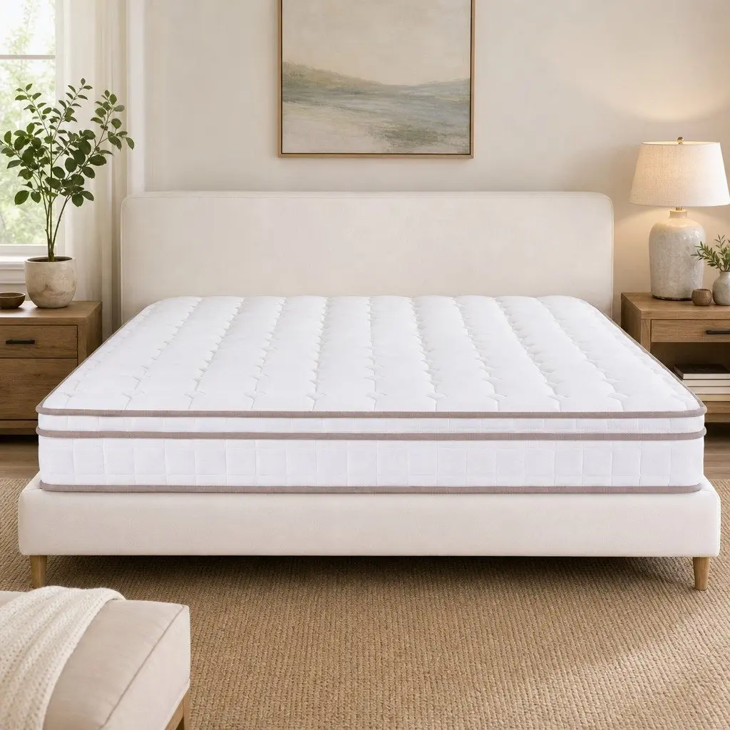 Queen Mattress White 20cm Firm Pocket Spring Breathable Sleep Support
