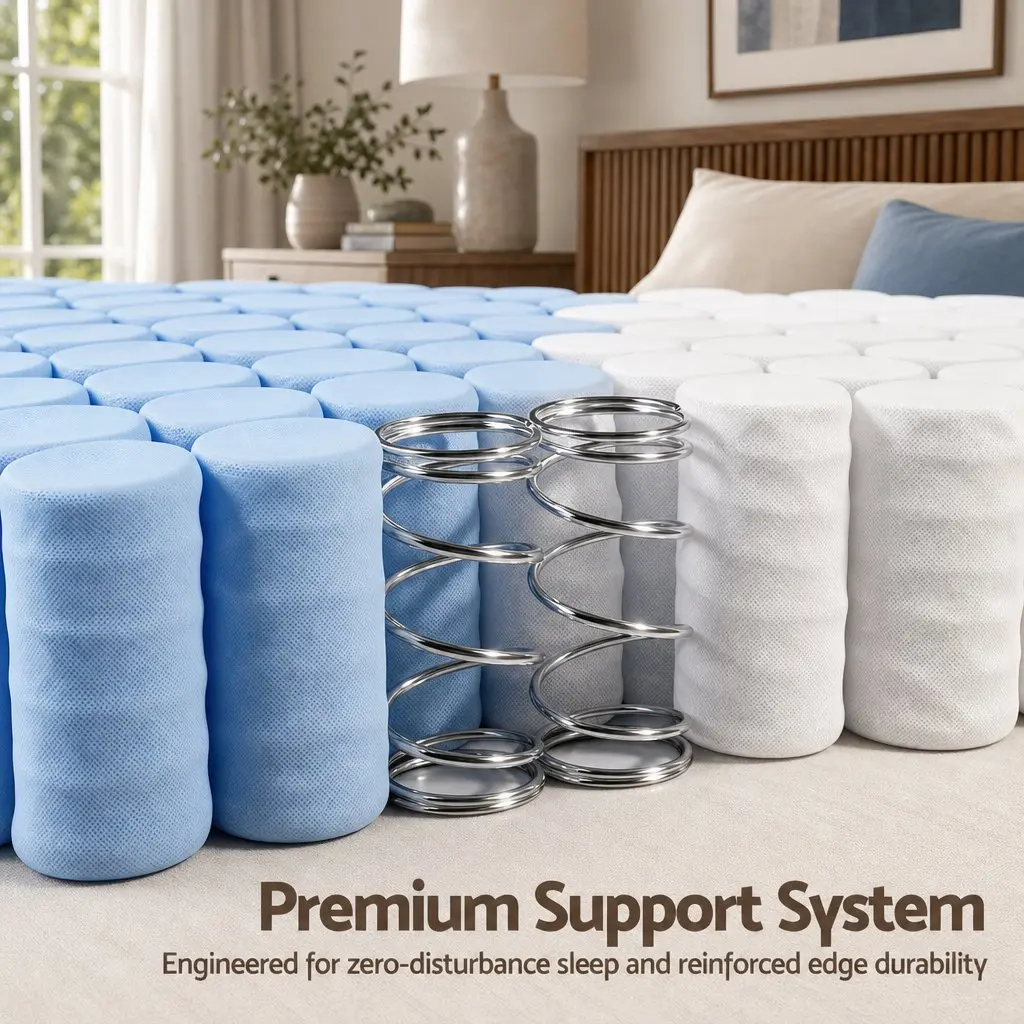 Queen Mattress White 20cm Firm Pocket Spring Breathable Sleep Support