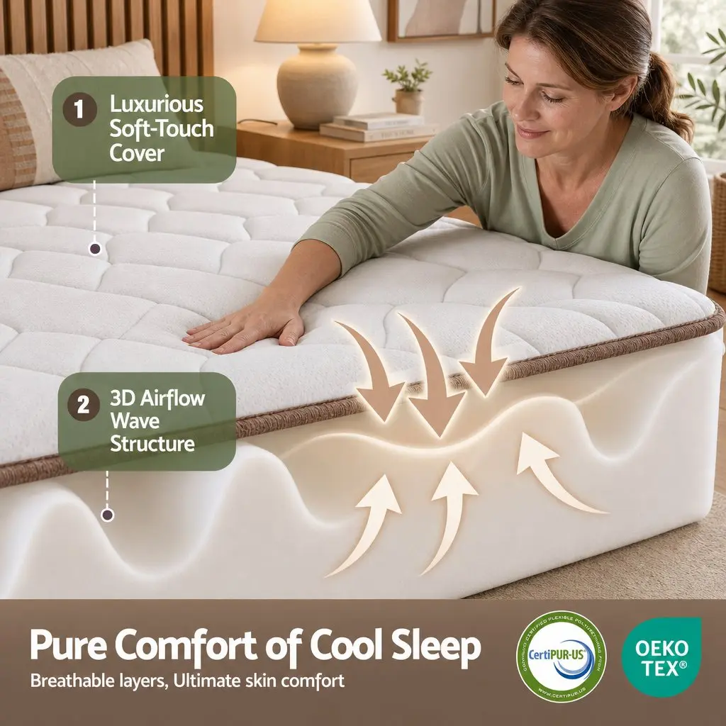 Queen Mattress White 20cm Firm Pocket Spring Breathable Sleep Support