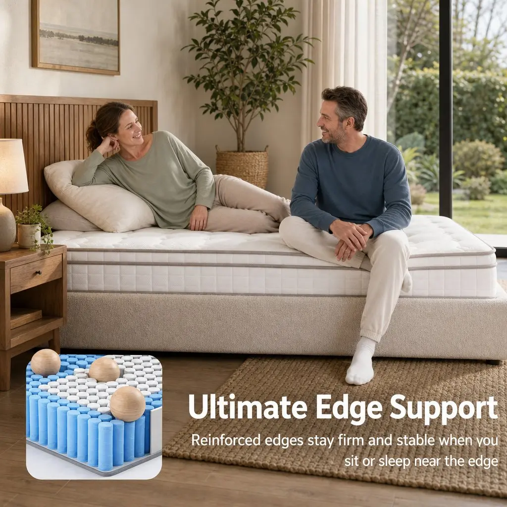Queen Mattress White 20cm Firm Pocket Spring Breathable Sleep Support