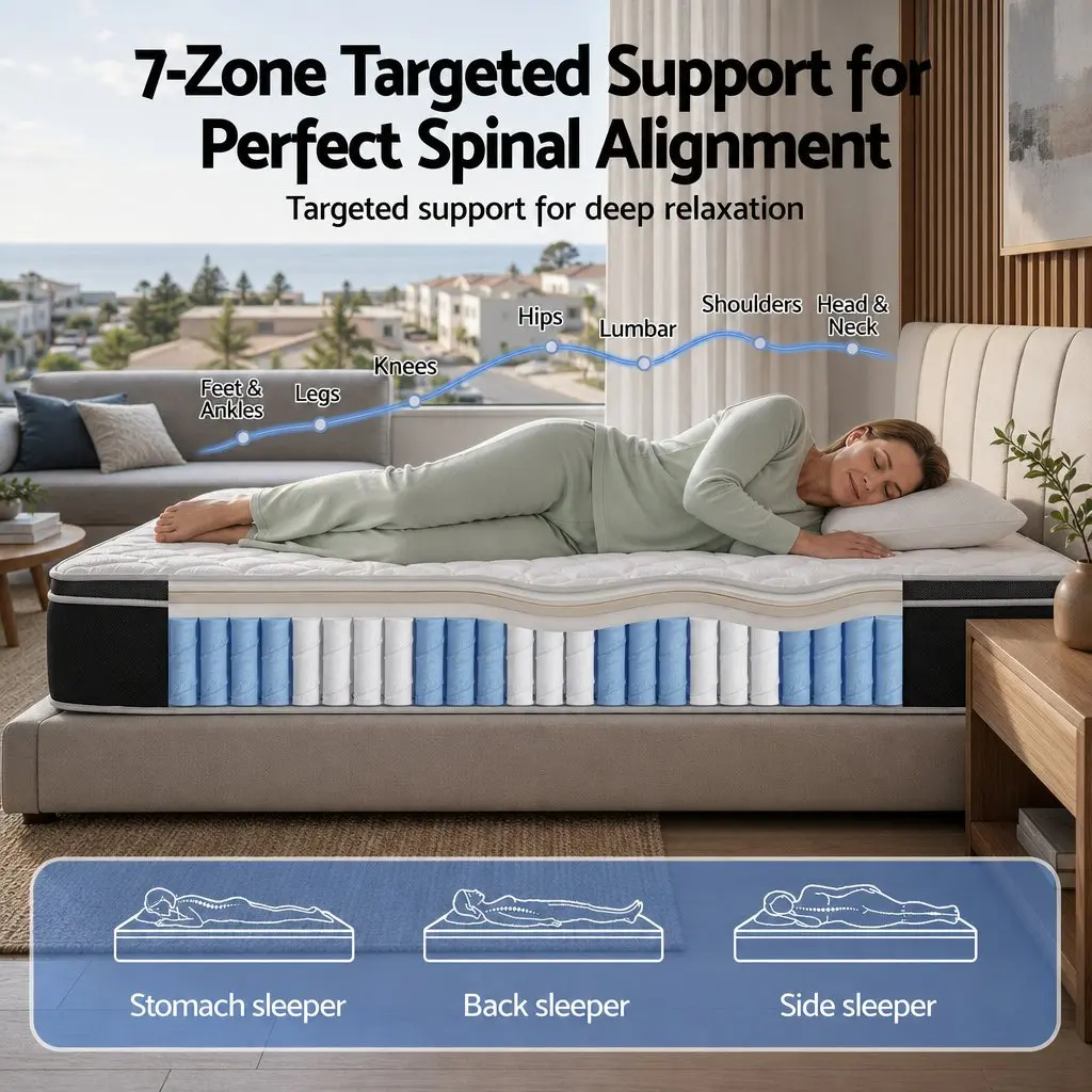 King Single Mattress Black 35cm Firm Copper Memory Foam 7-Zone Pocket Spring Edge Support