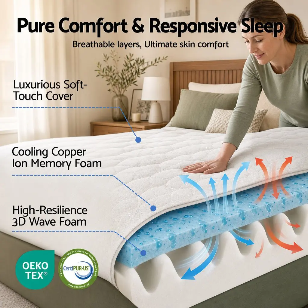 King Single Mattress Black 35cm Firm Copper Memory Foam 7-Zone Pocket Spring Edge Support