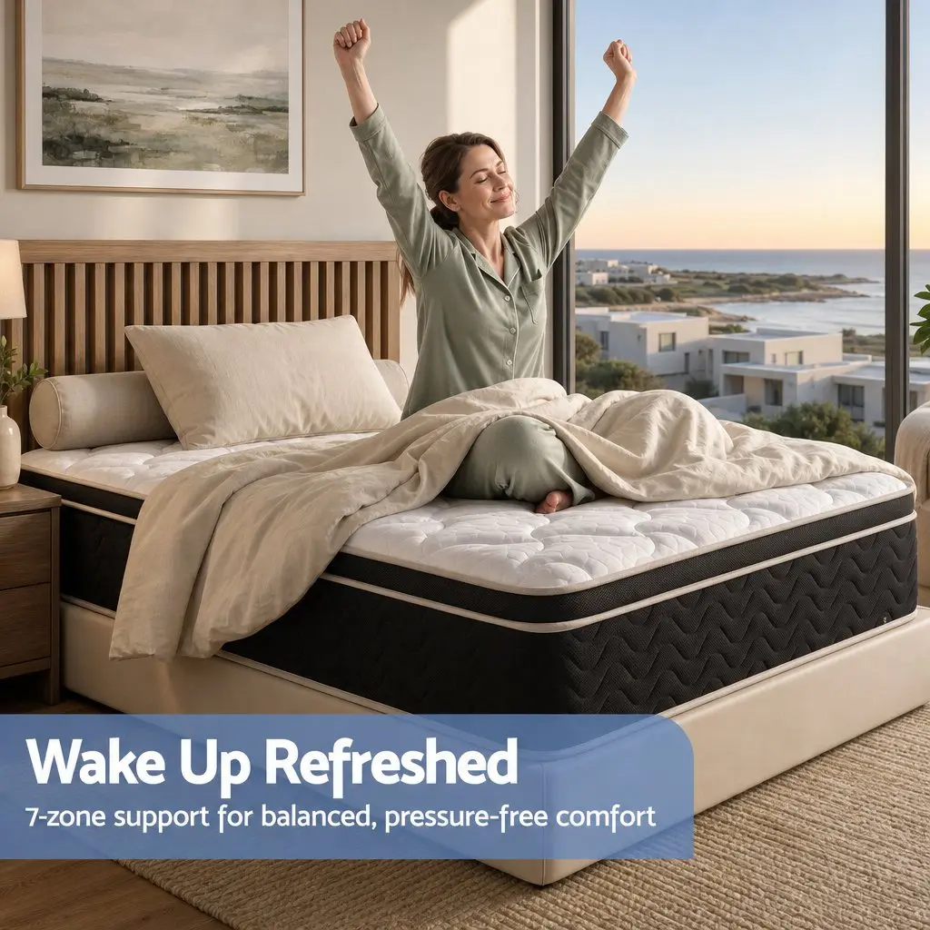 King Single Mattress Black 35cm Firm Copper Memory Foam 7-Zone Pocket Spring Edge Support