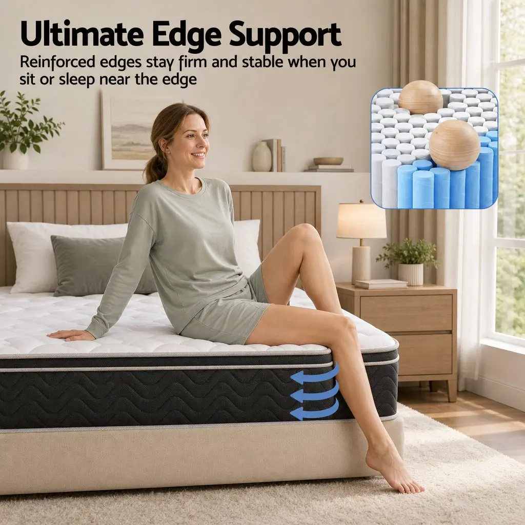 King Single Mattress Black 35cm Firm Copper Memory Foam 7-Zone Pocket Spring Edge Support