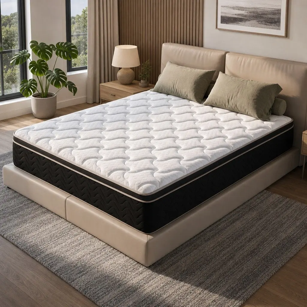 Double Mattress Black 35cm Firm Copper Memory Foam 7-Zone Pocket Springs Edge Support