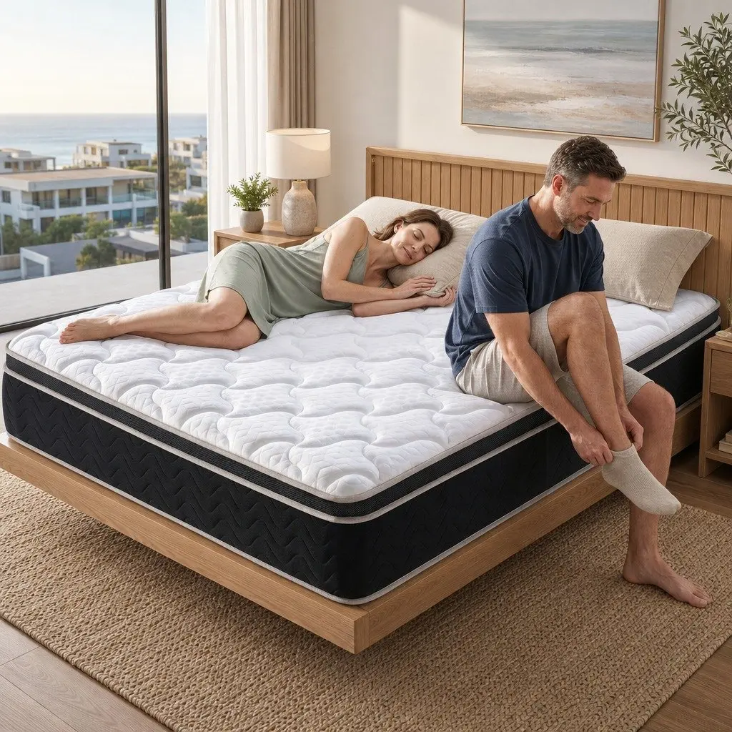 Double Mattress Black 35cm Firm Copper Memory Foam 7-Zone Pocket Springs Edge Support