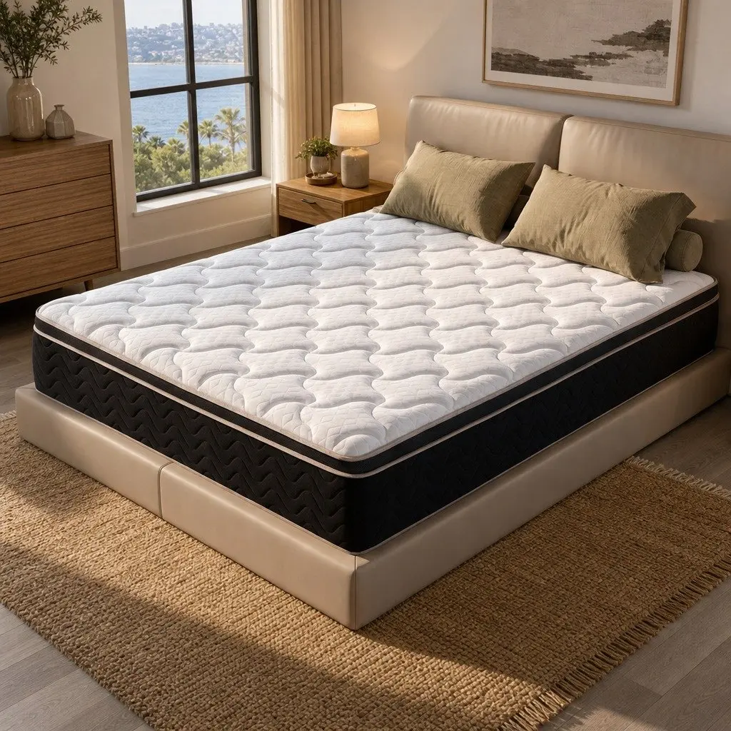 King Size Mattress Black 35cm Firm Pocket Spring Copper Memory Foam Euro Top