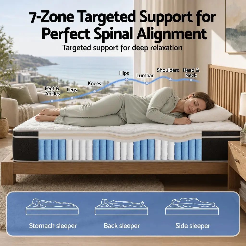 King Size Mattress Black 35cm Firm Pocket Spring Copper Memory Foam Euro Top