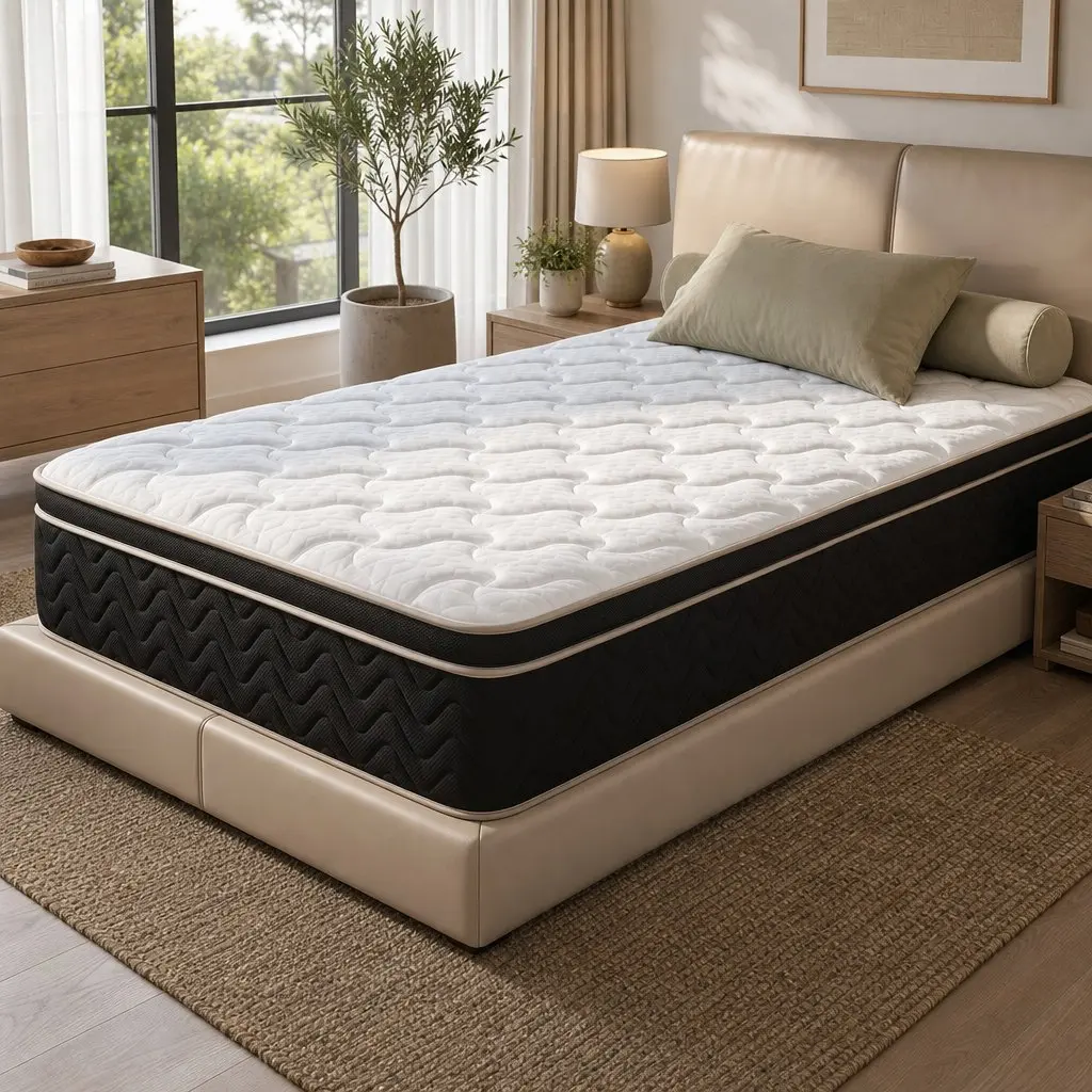 Single Mattress Black 35cm Firm Pocket Spring Euro Top Memory Foam Edge Support