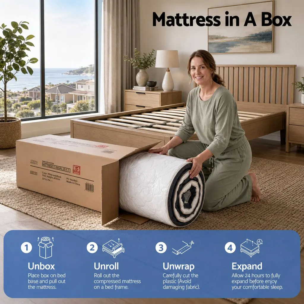 Single Mattress Black 35cm Firm Pocket Spring Euro Top Memory Foam Edge Support