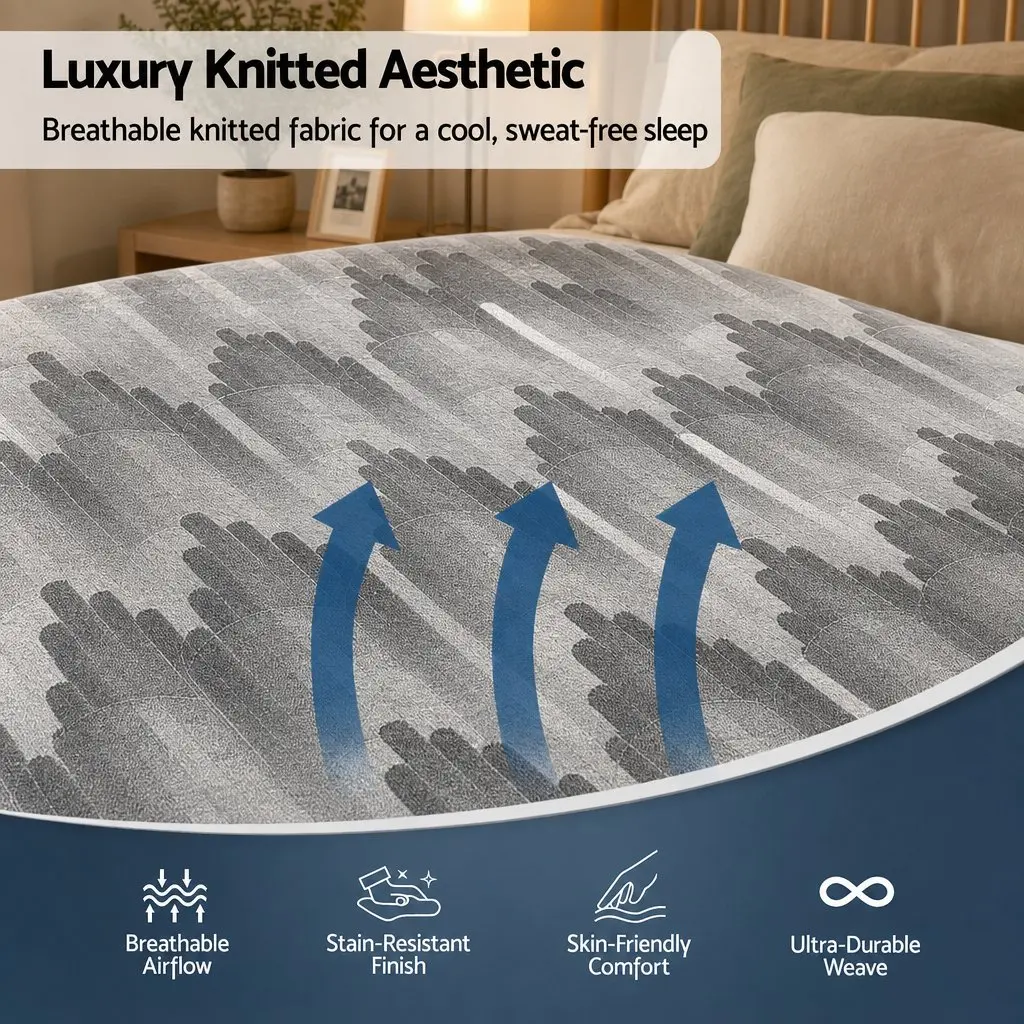 King Single Mattress Grey 30cm Pocket Spring 5-Zone Support Breathable Knitted Fabric