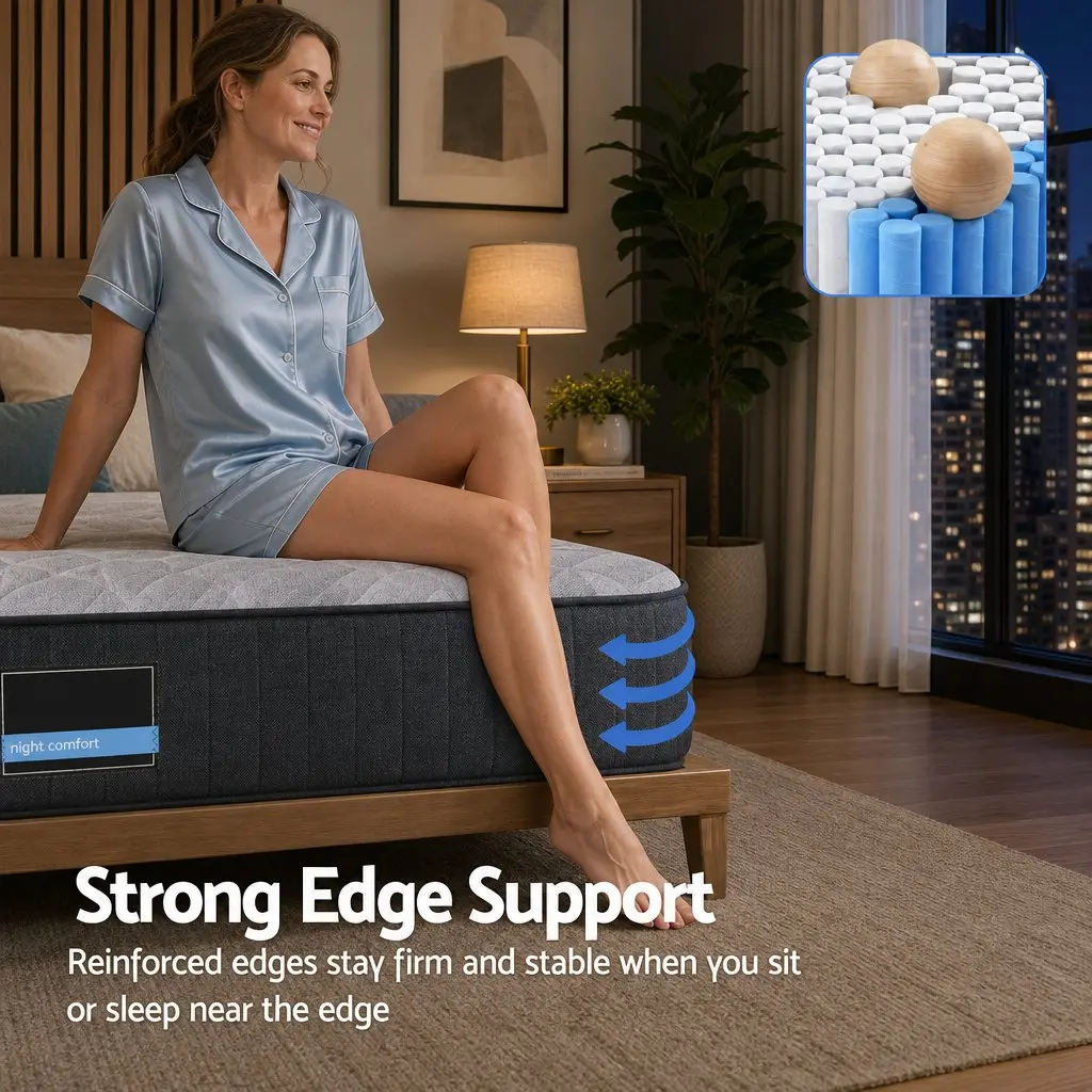 King Single Mattress Grey 30cm Pocket Spring 5-Zone Support Breathable Knitted Fabric