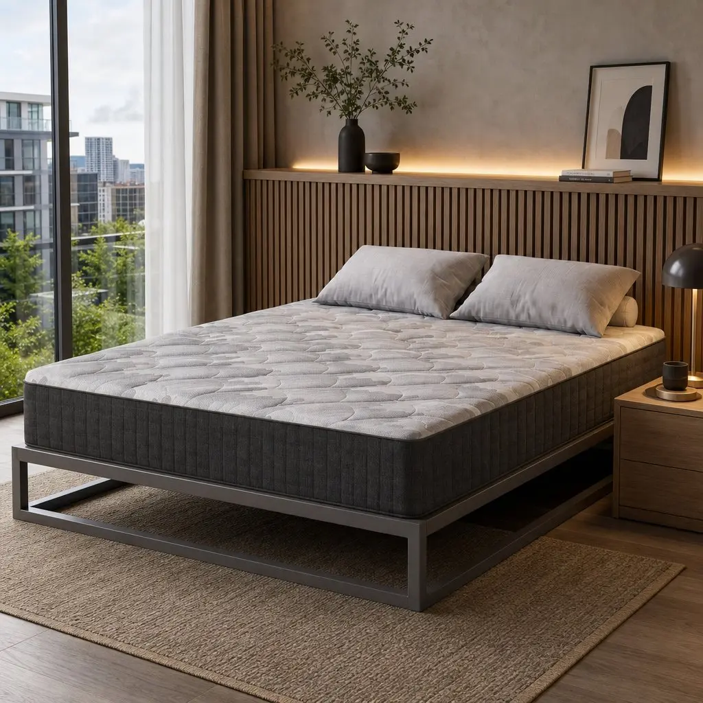 Double Mattress Grey 30cm Pocket Spring 5-Zone Support Firm Comfort Breathable