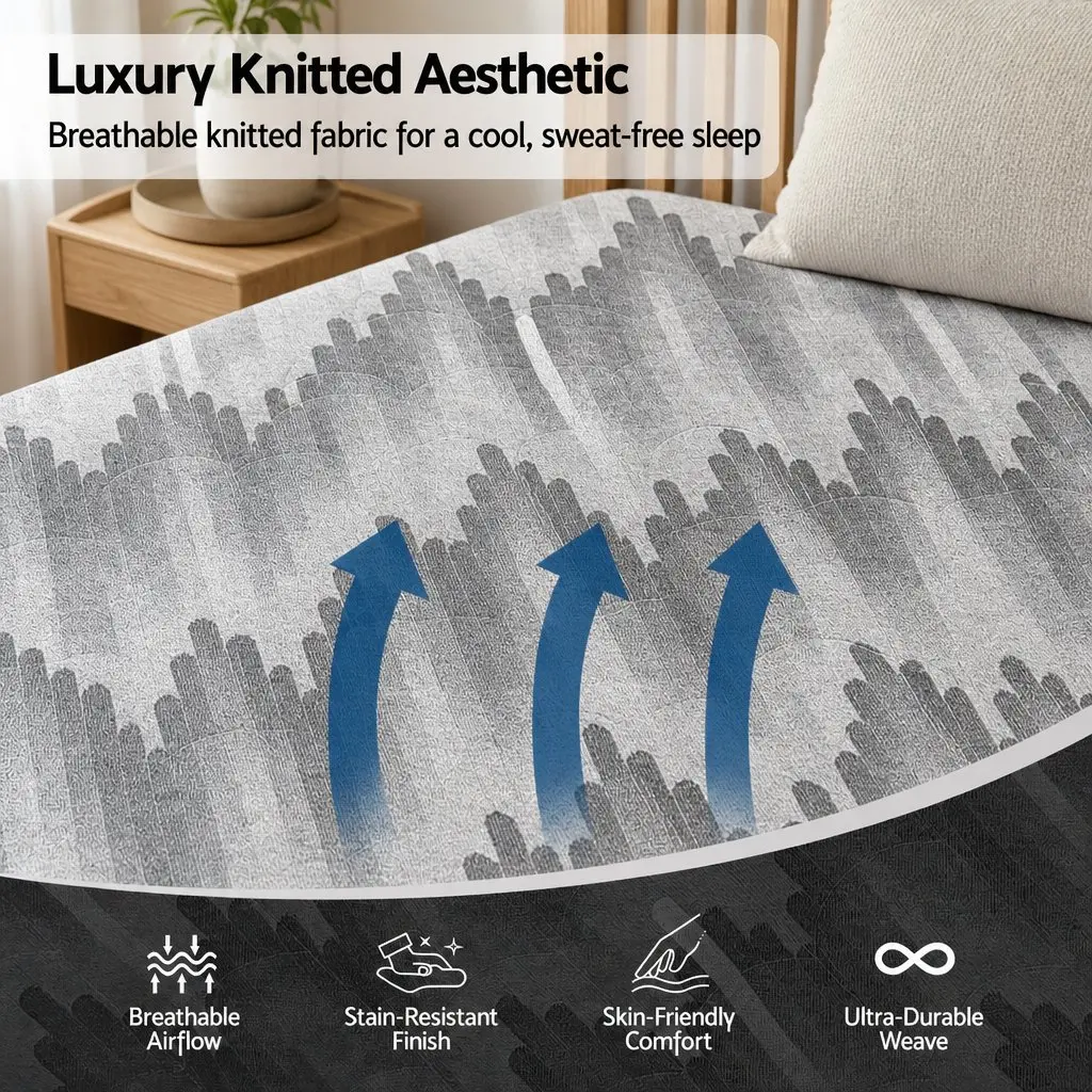 Double Mattress Grey 30cm Pocket Spring 5-Zone Support Firm Comfort Breathable