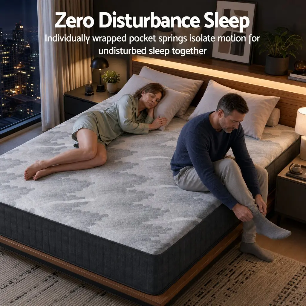 King Size Mattress Grey 30cm Pocket Spring 5-Zone Support Firm Comfort