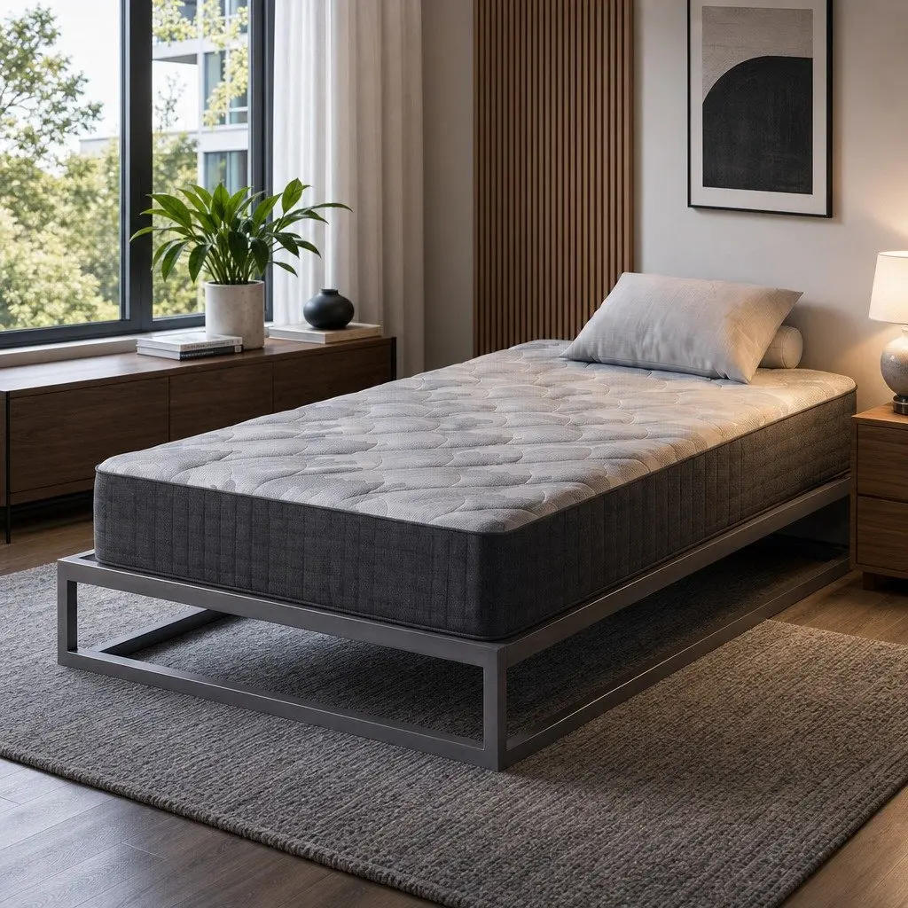 Single Mattress Grey 30cm Firm Breathable Fabric Pocket Spring 5-Zone Support
