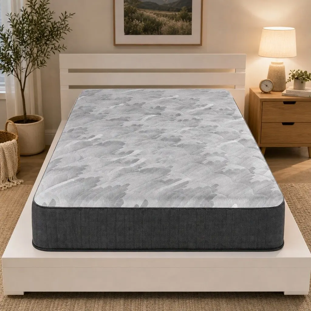Single Mattress Grey 30cm Firm Breathable Fabric Pocket Spring 5-Zone Support