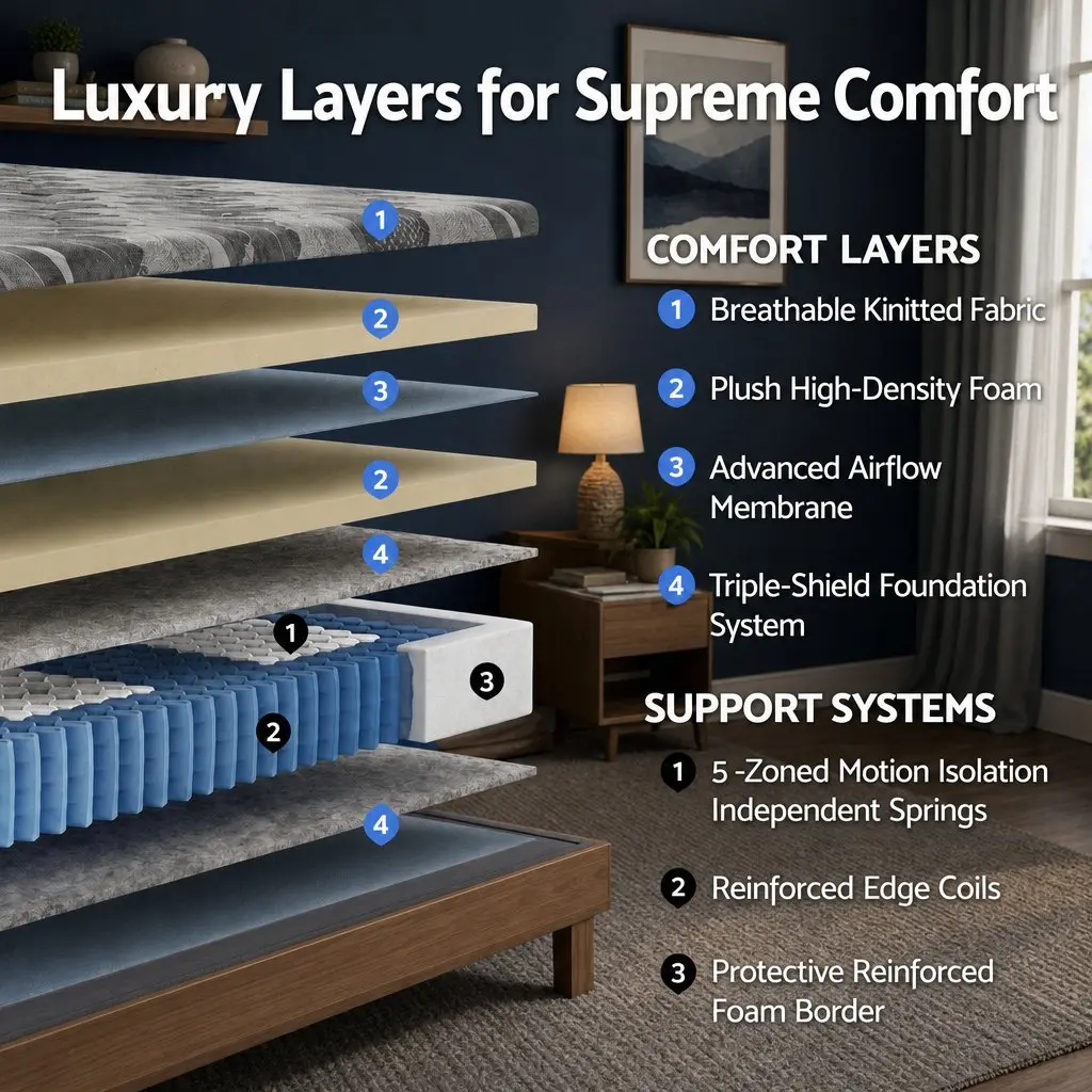 Single Mattress Grey 30cm Firm Breathable Fabric Pocket Spring 5-Zone Support