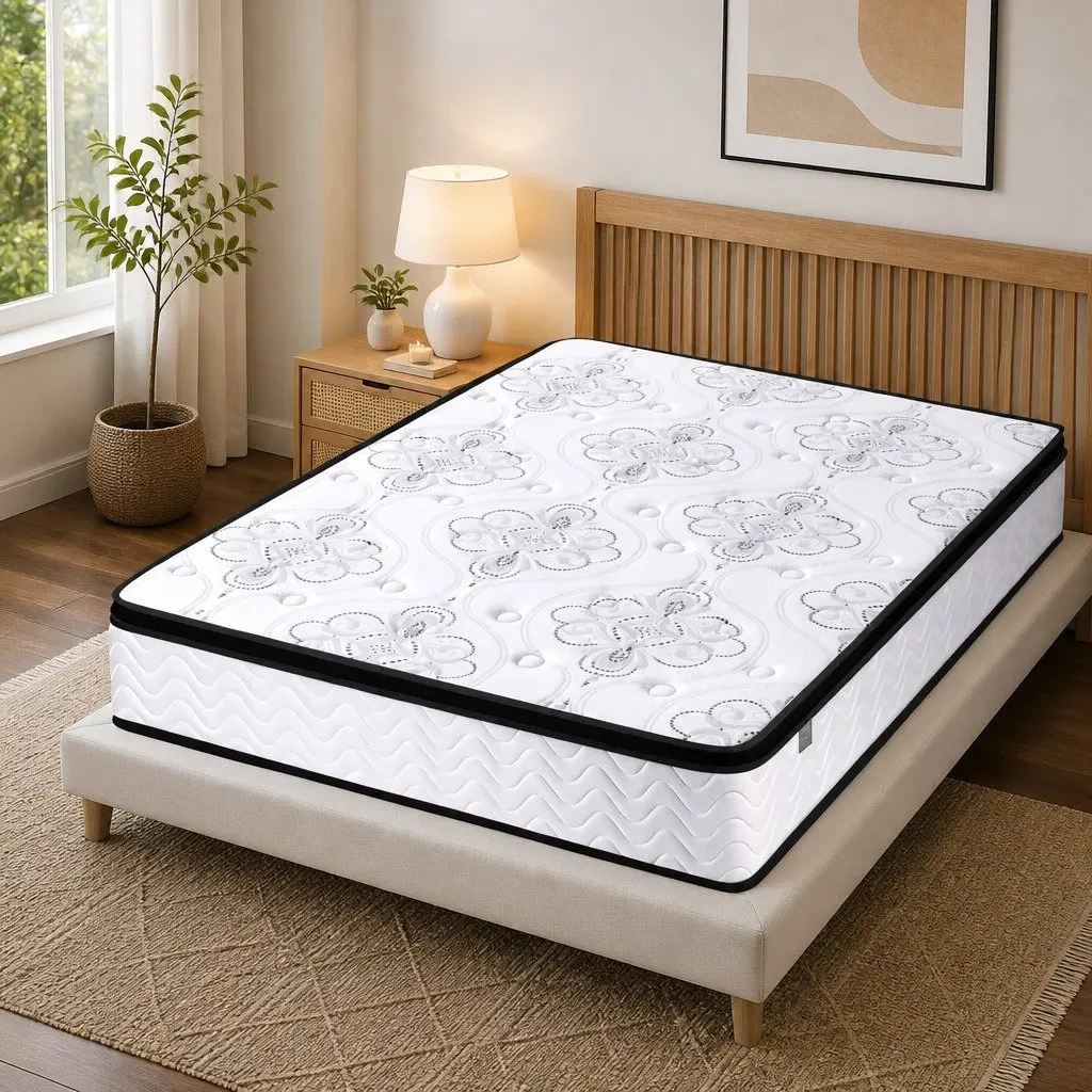 Double Mattress White 30cm Pocket Spring Euro Top Medium Firm Foam Bed Mattress