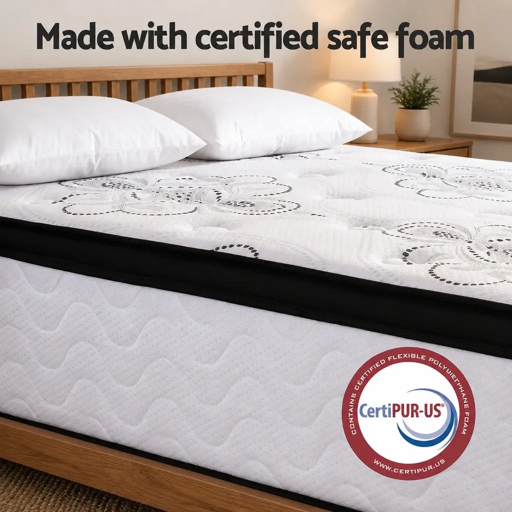 Double Mattress White 30cm Pocket Spring Euro Top Medium Firm Foam Bed Mattress