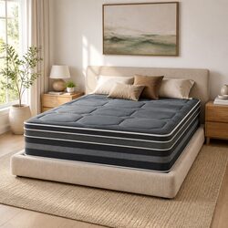 King Size Mattress 35cm Hybrid Pocket Spring Euro Top Mattress Grey