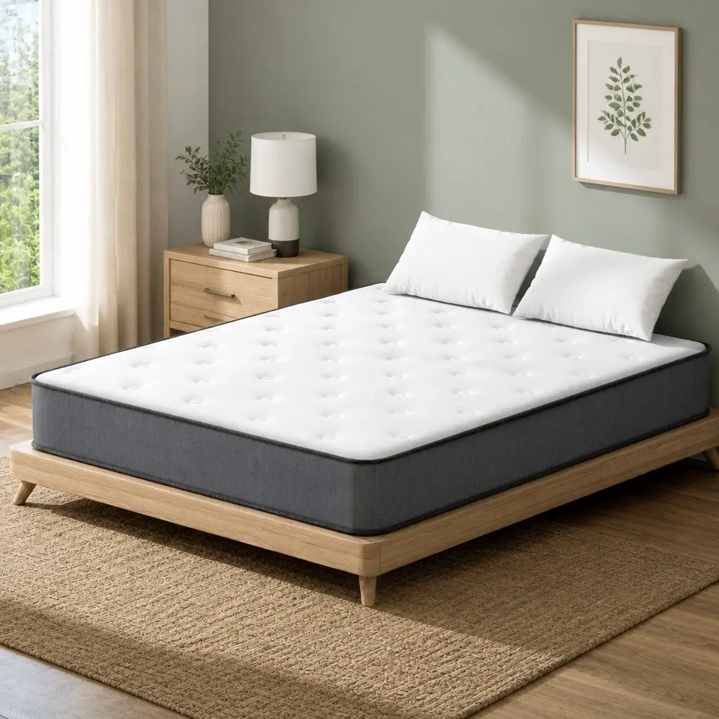 Queen Mattress Grey White 23cm Extra Firm Hypoallergenic Dust Mite Resistant