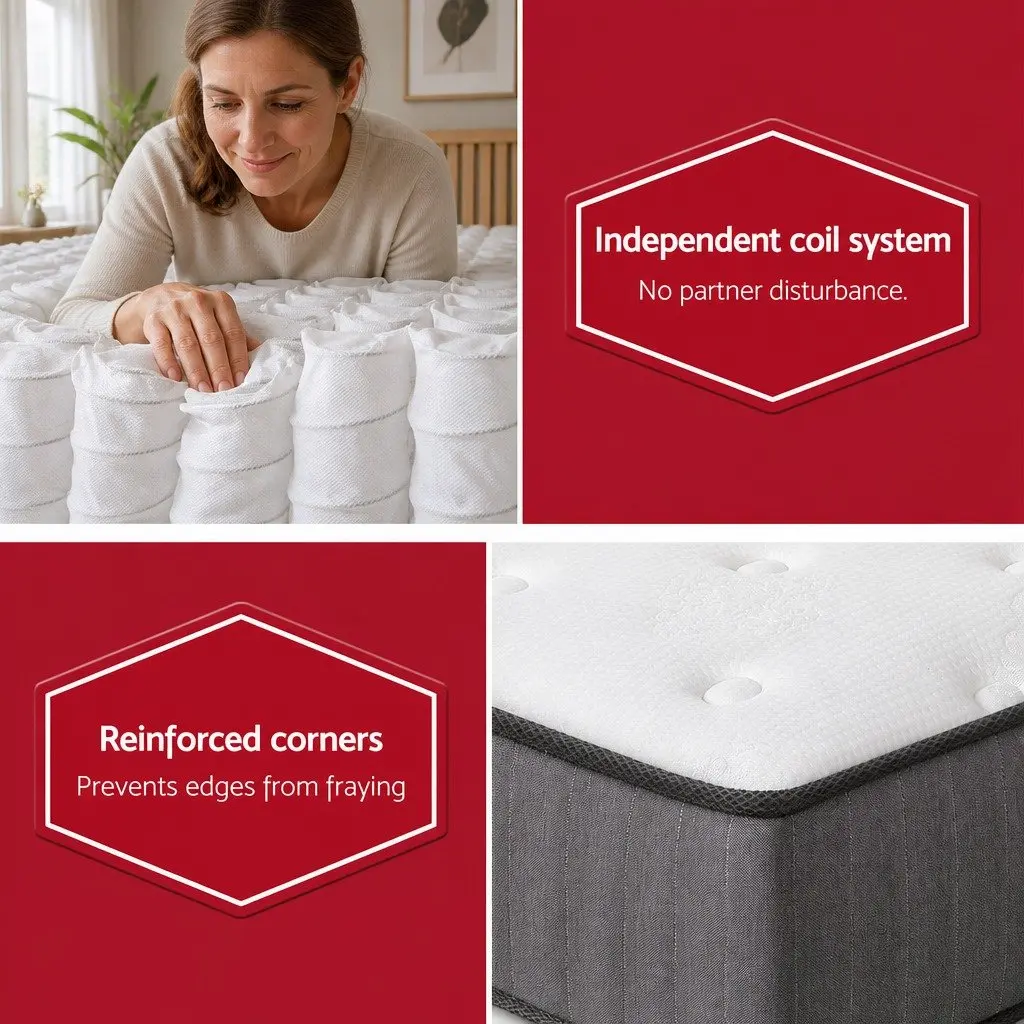 Queen Mattress Grey White 23cm Extra Firm Hypoallergenic Dust Mite Resistant