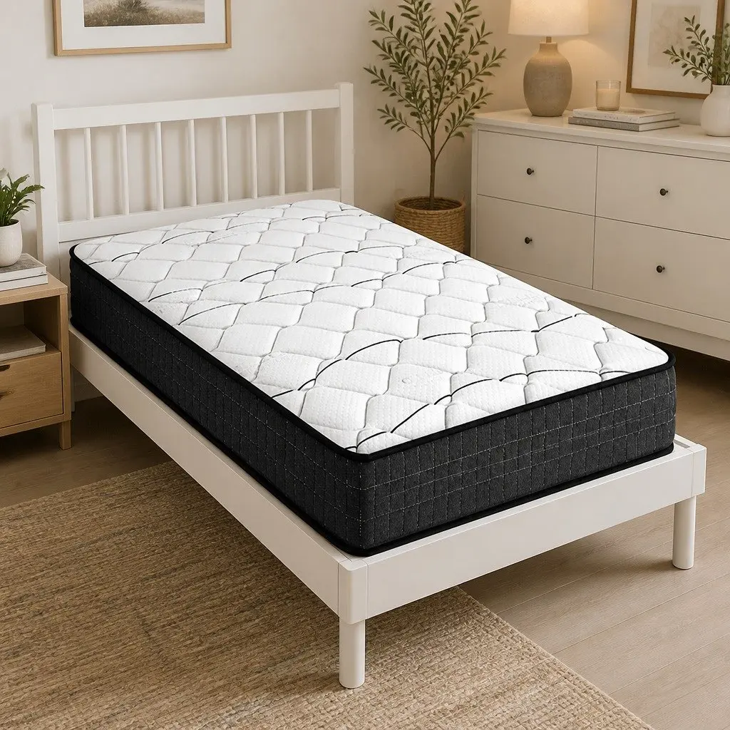 King Single Mattress White 16cm Medium Firm Bonnell Spring Foam Support