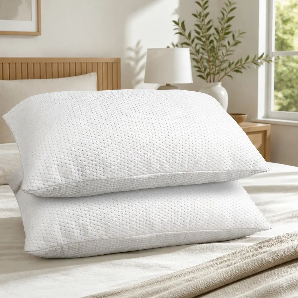 Memory Foam Pillow White 19cm Thick Contour Neck Support Twin Pack