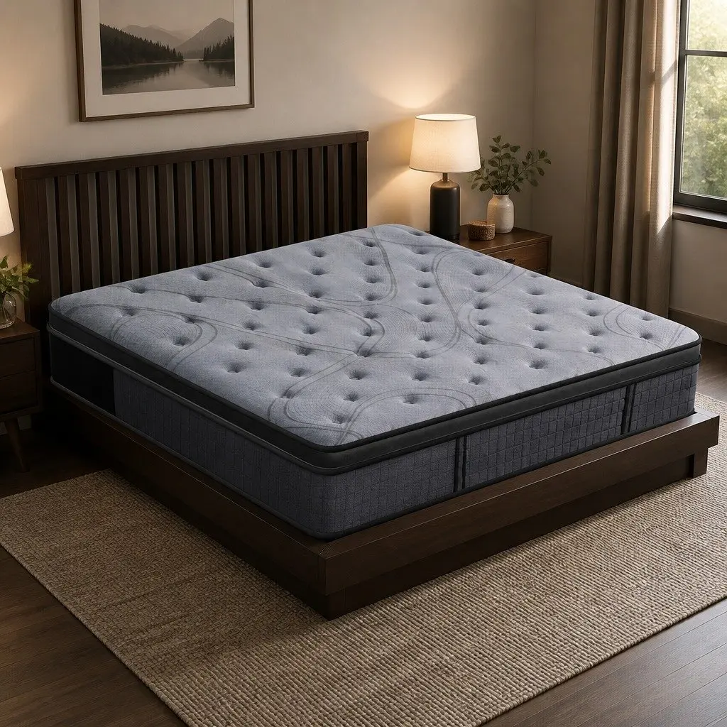 Double Mattress Grey 33cm 7-Zone Pocket Spring 8.0 Extra Firm Dual-Row Edge Support