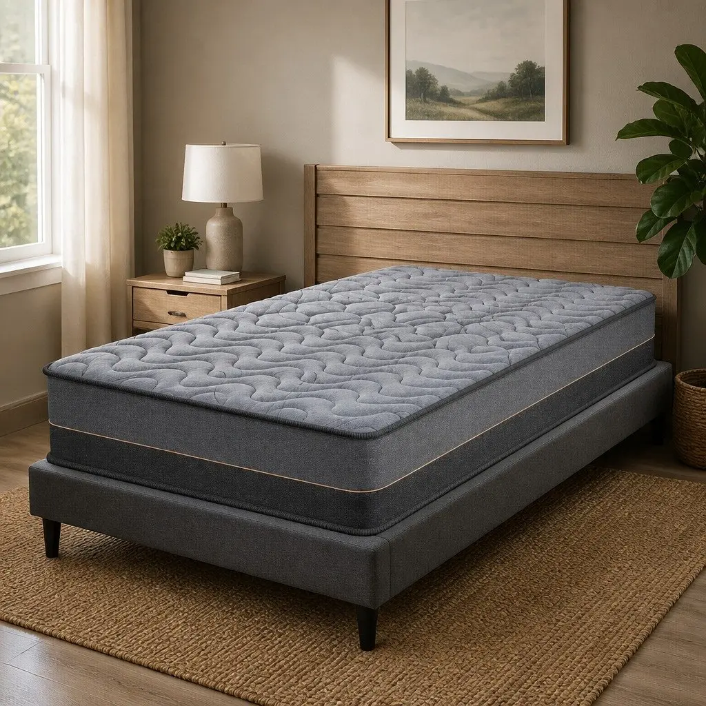 Single Mattress Grey 25cm Hybrid Pocket Spring Egg Crate Foam Bamboo Charcoal Fabric