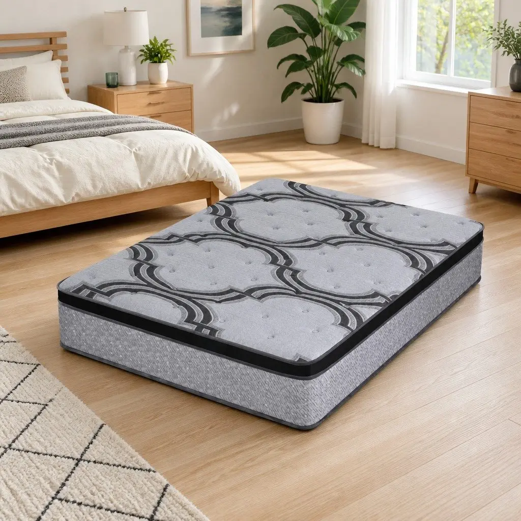 Queen Mattress 34cm Hybrid Pocket Spring Latex Memory Foam 5-Zone Extra Firm