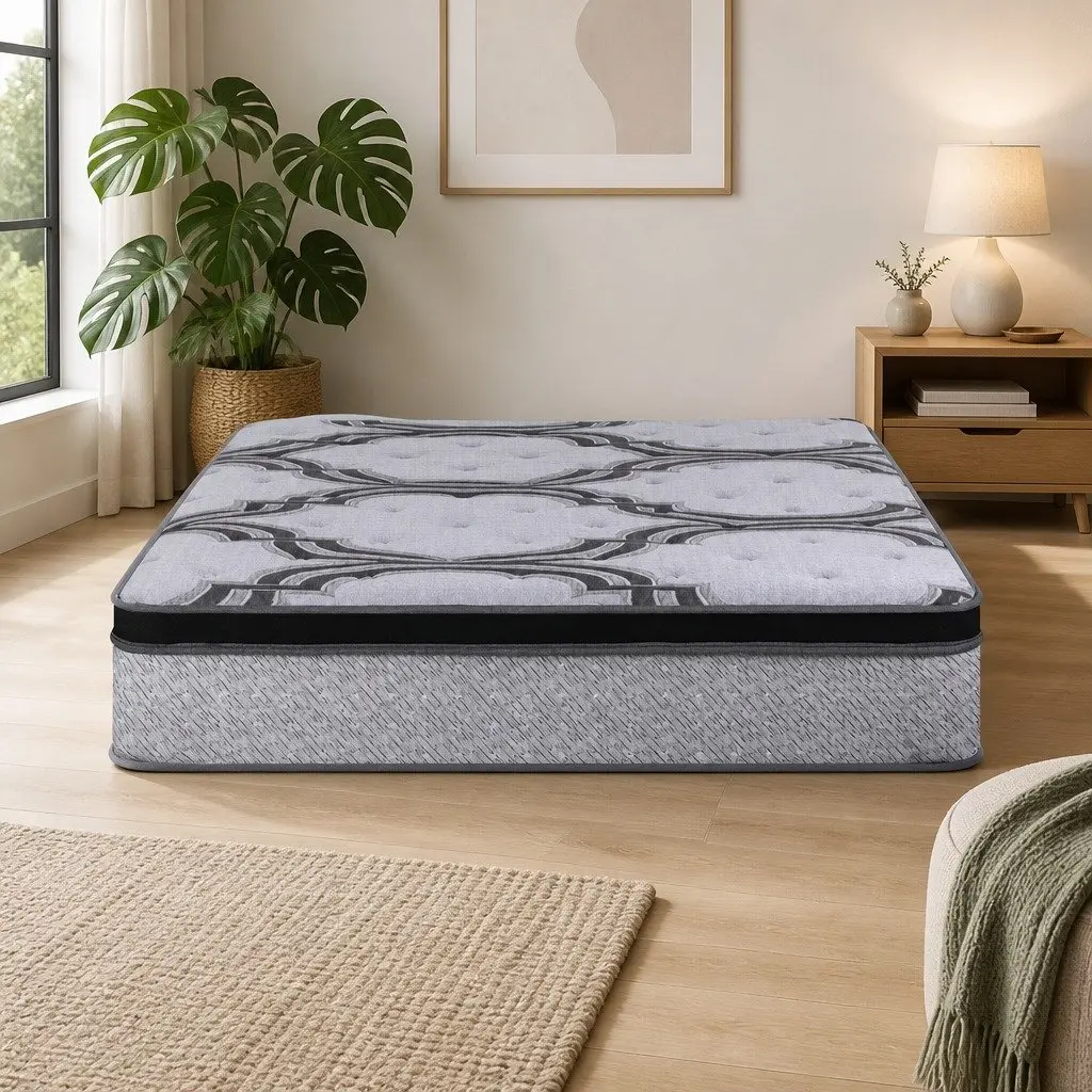 Queen Mattress 34cm Hybrid Pocket Spring Latex Memory Foam 5-Zone Extra Firm